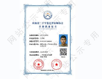 注册执业证书——王法刚