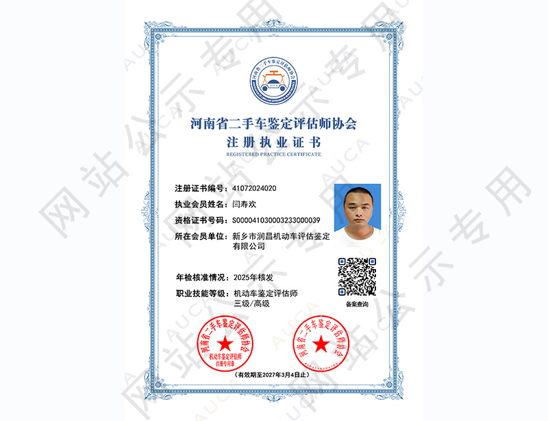 注册执业证书——闫寿欢