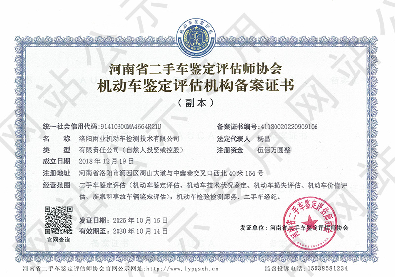洛阳雨业机动车检测技术有限公司